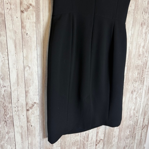 Talbots Black Cap-Sleeve Pleated-Neck Midi Sheath Dress - Picture 6 of 7